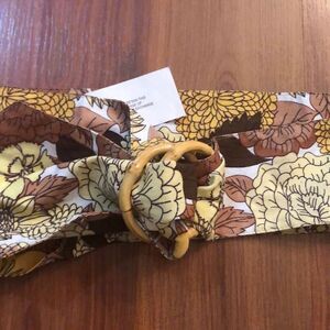 NWT LOFT Brown and yellow floral bamboo ring belt S￼